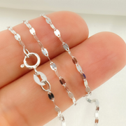 14K Solid White Gold Flat Marina Link Chain